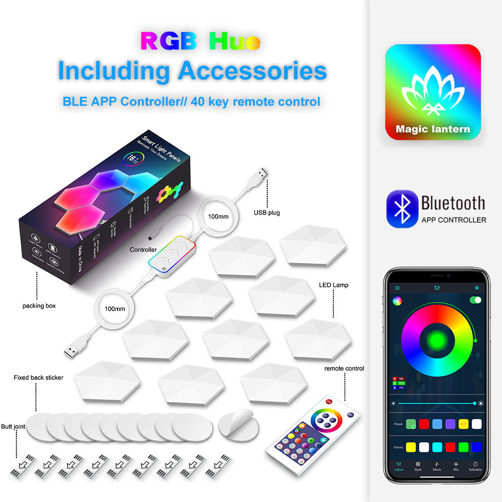 Smart Hexagonal Quantum Lamp – Graffiti LED Honeycomb Wall & Bedside Light