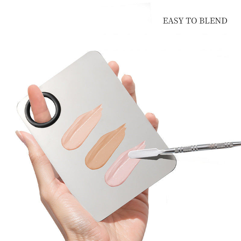 Stainless Steel Cosmetic Mixing Palette with Spatula – Makeup & Nail Art Tool