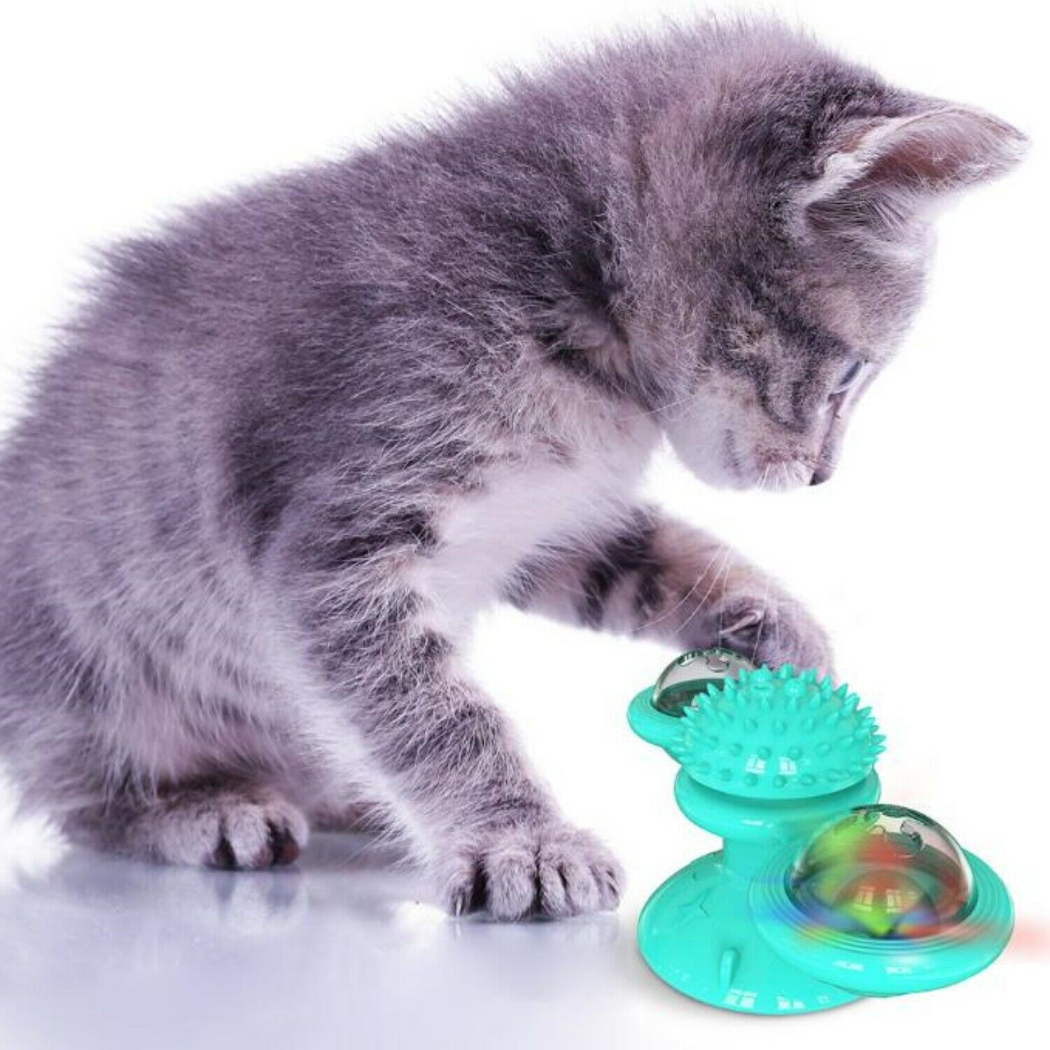 Rotating Windmill Cat Toy – Interactive Suction Cup Spinner with Catnip & Teeth Cleaning Ball