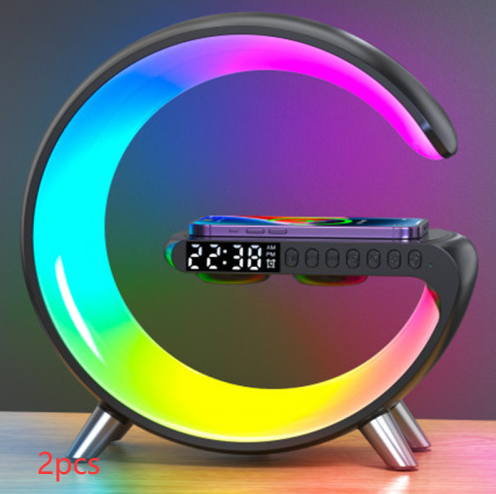 G-Shaped LED Night Lamp with Bluetooth Speaker & Wireless Charging – Smart App Control Atmosphere Light for Bedroom