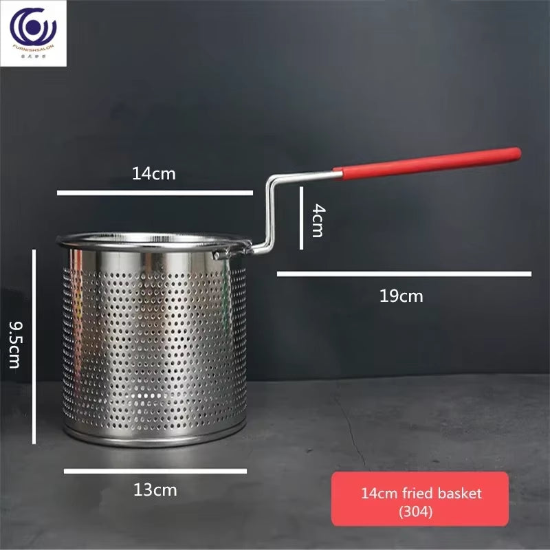 Stainless Steel Noodle Scoop with Long Handle for Boiling & Frying