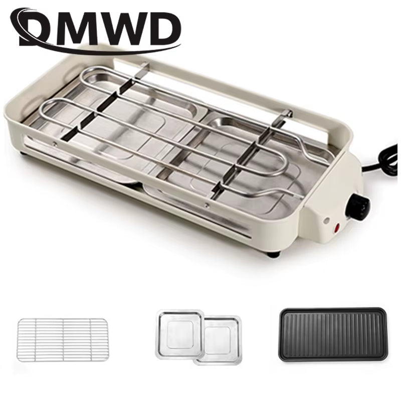 Household Electric Grill with Smokeless Griddle for BBQ, Baking & Roasting