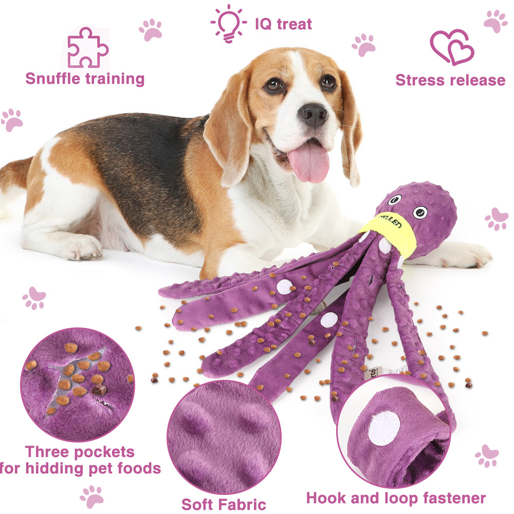 Plush Octopus Snuffle Dog Puzzle Toy