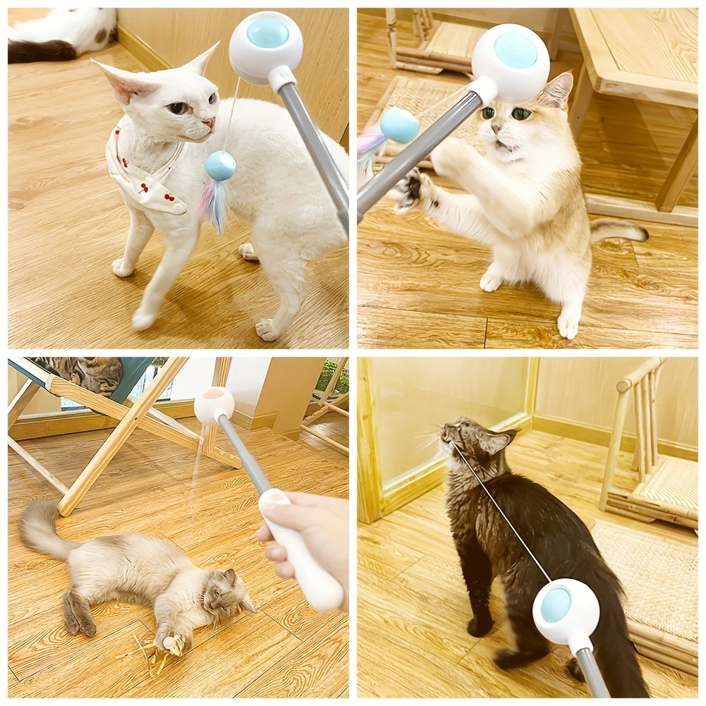 Cat Teaser Stick with Feather Head – Interactive Exercise Toy for Indoor Cats