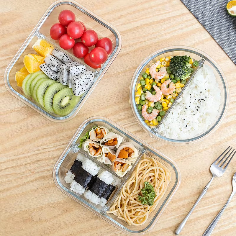 Leak-Proof Glass Lunch Box with Compartments – Microwave-Safe Bento for Office, Kids & Meal Prep