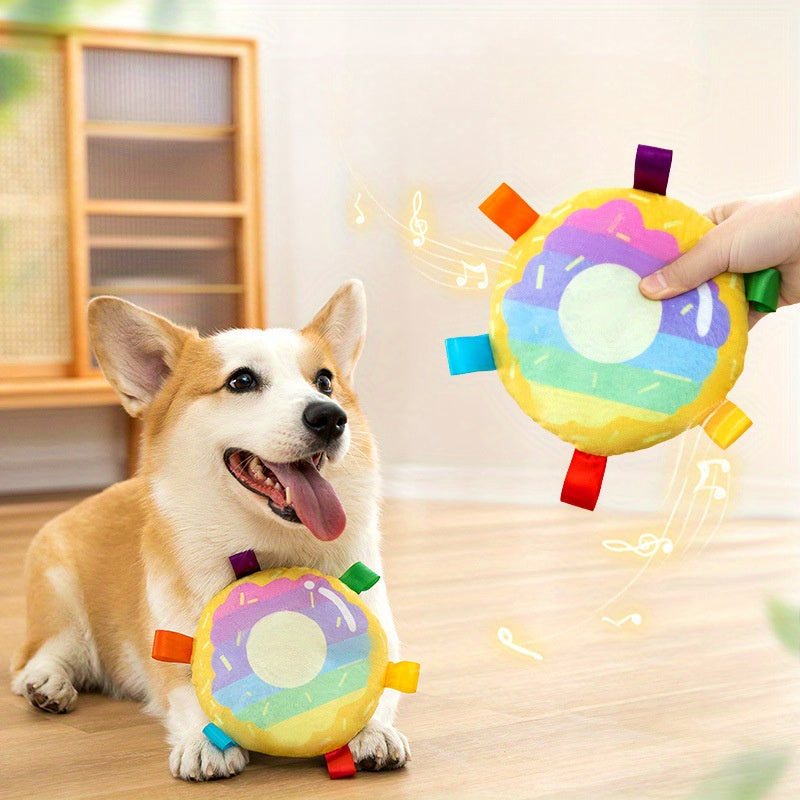 Plush Flying Disc Dog Toy for Outdoor Play