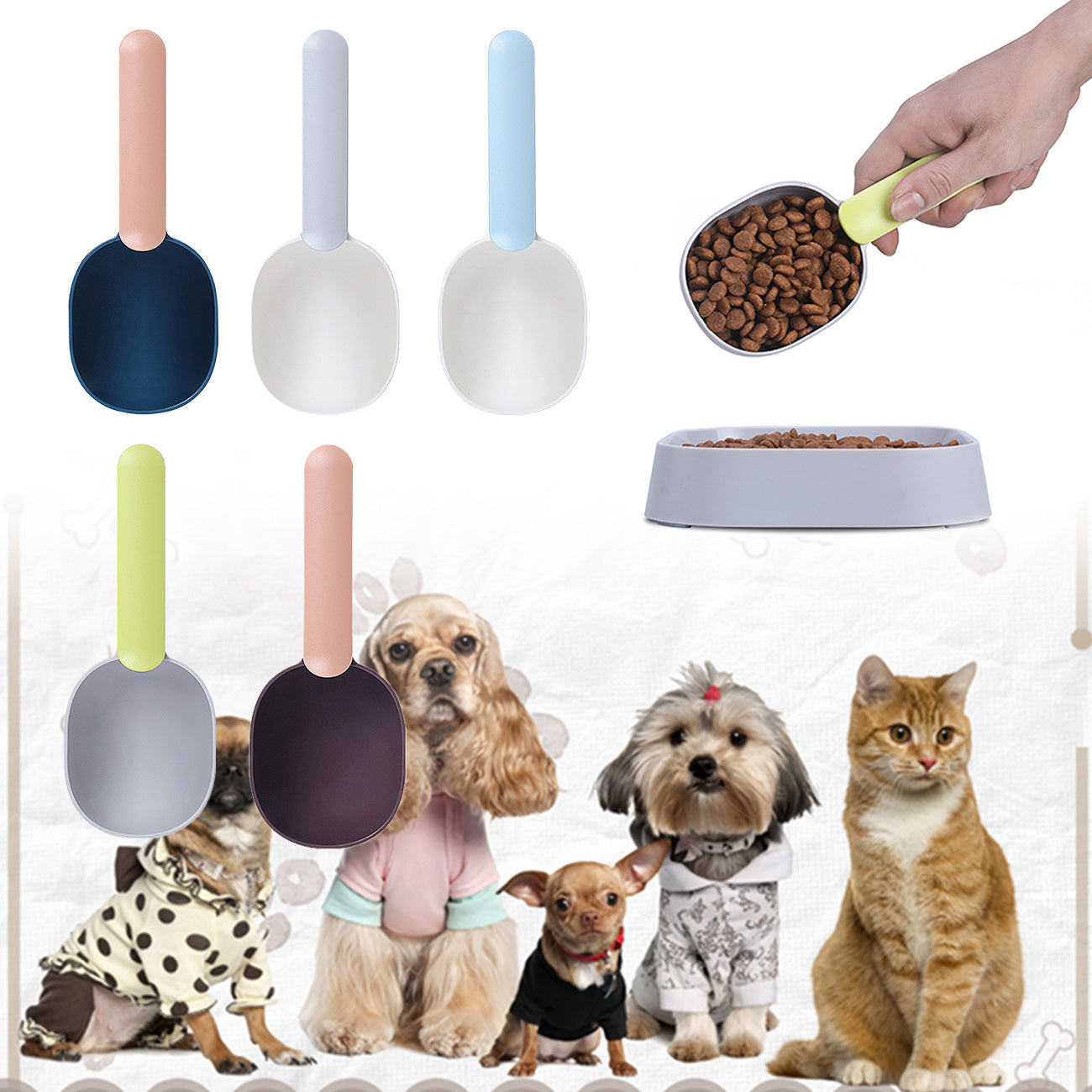 Pet Food Scoop with Bag Clip – 1 Cup Measuring Scoop for Dogs & Cats