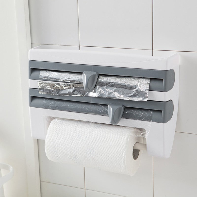 Kitchen Roll Holder Dispenser – 4-In-1 Foil, Film & Tissue Organizer