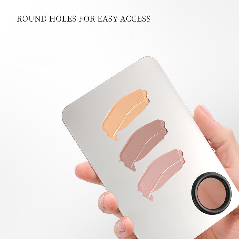 Stainless Steel Cosmetic Mixing Palette with Spatula – Makeup & Nail Art Tool