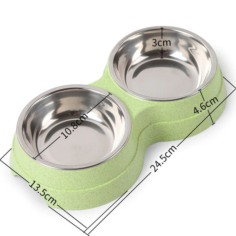 Stainless Steel Double Pet Feeding Bowls for Dogs and Cats