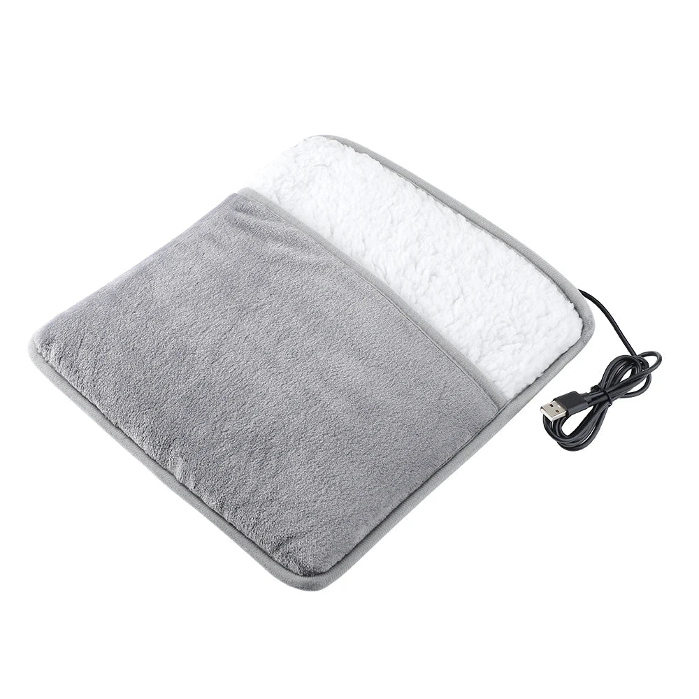 USB Plush Electric Foot Warmer with Dual-Sided Heating