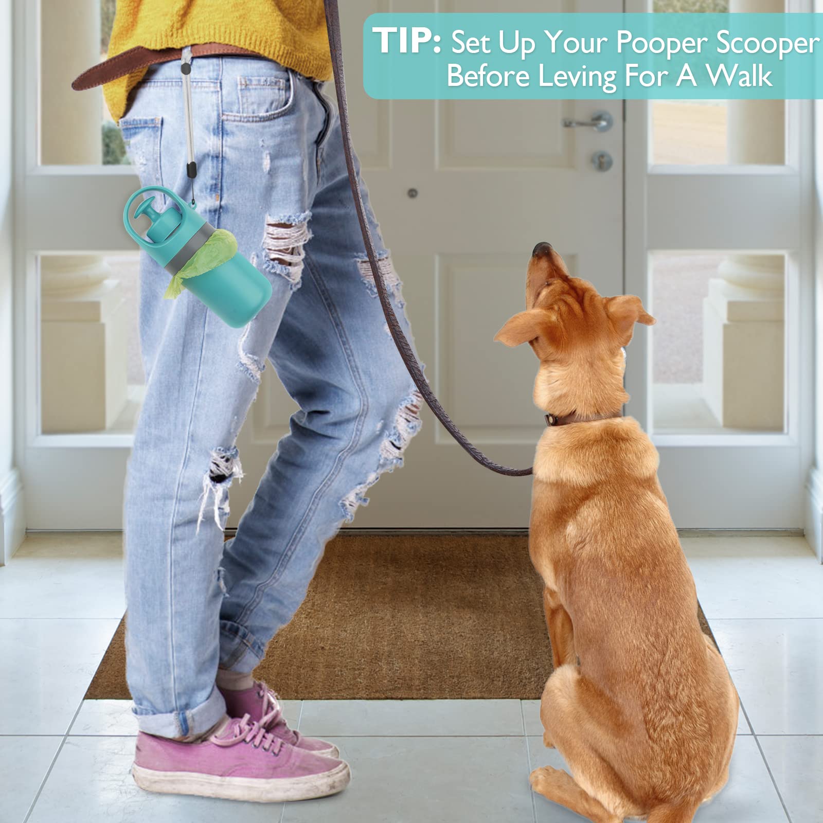 Sanitary Dog Waste Scooper – Portable Poop Picker with Built-In Bag Dispenser