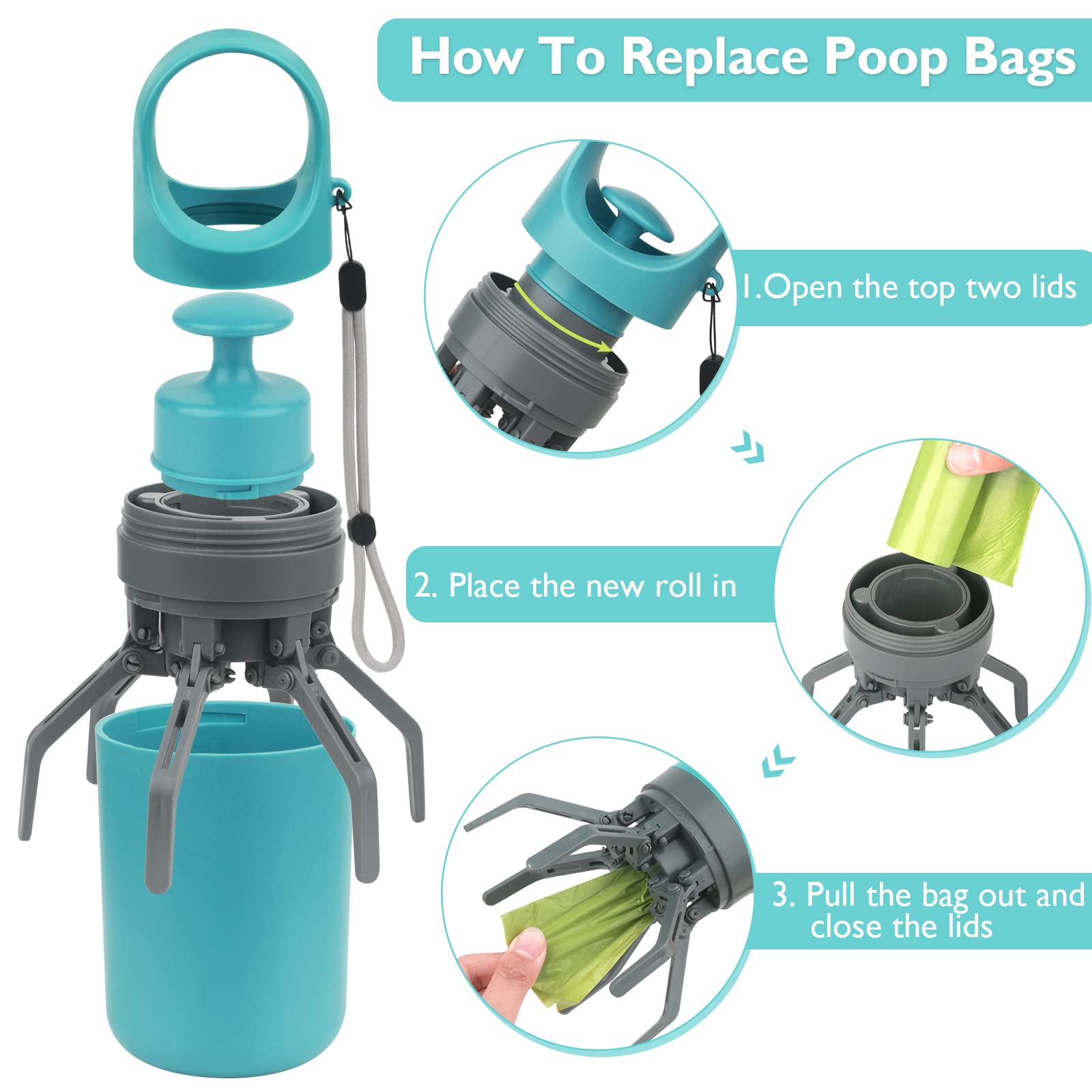 Sanitary Dog Waste Scooper – Portable Poop Picker with Built-In Bag Dispenser