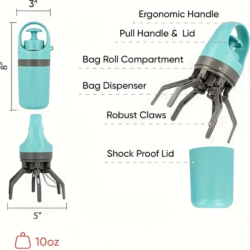 Sanitary Dog Waste Scooper – Portable Poop Picker with Built-In Bag Dispenser