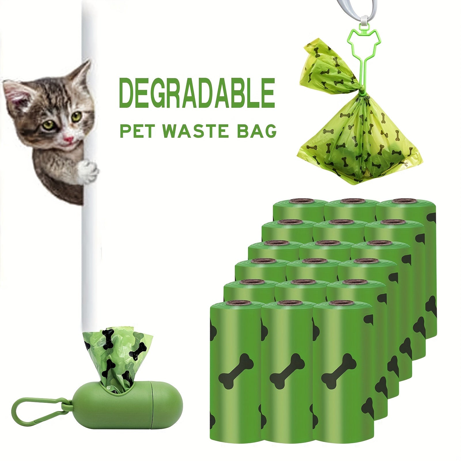 Biodegradable Dog Waste Bags with Dispenser – Leak-Proof Thickened Poop Bags