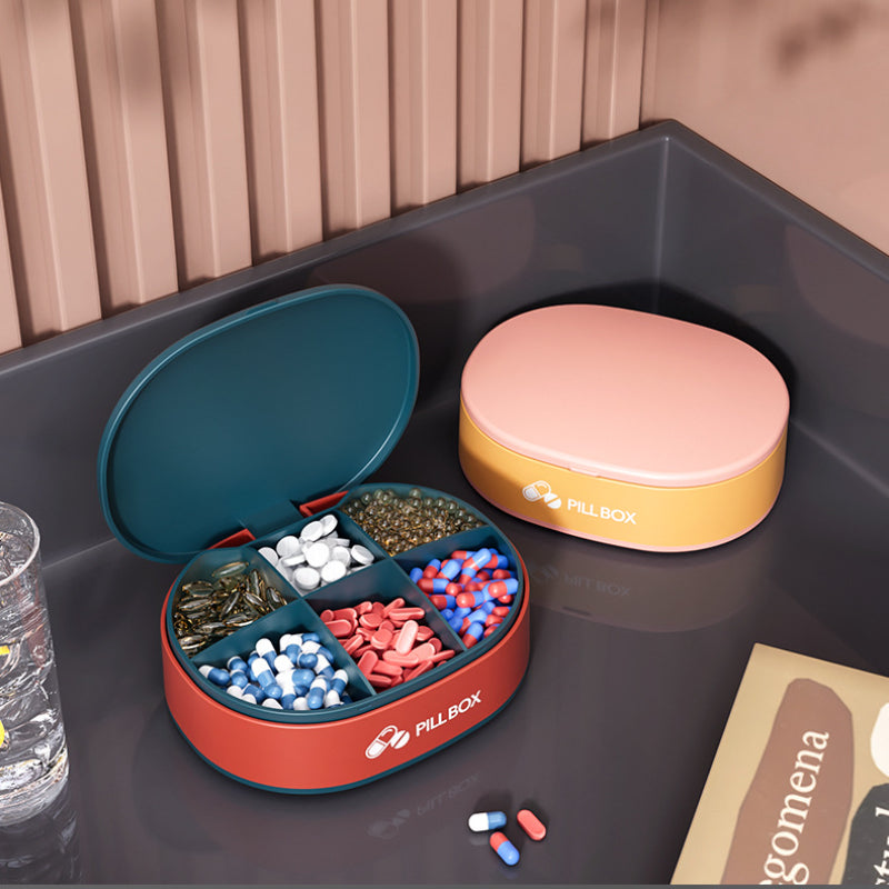 Portable Pill Case – 6-Compartment Tablet & Capsule Organizer for Travel