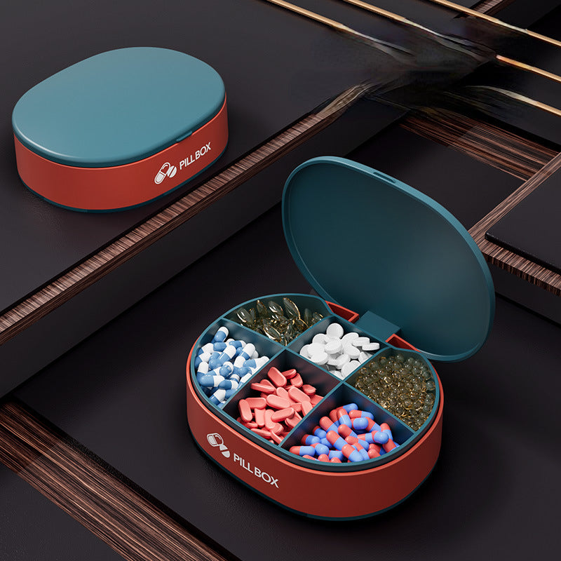 Portable Pill Case – 6-Compartment Tablet & Capsule Organizer for Travel