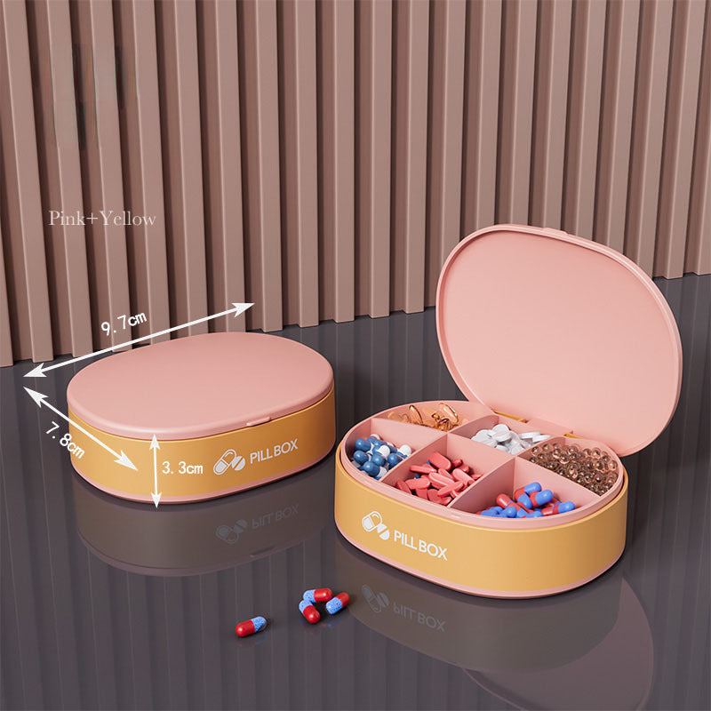 Portable Pill Case – 6-Compartment Tablet & Capsule Organizer for Travel