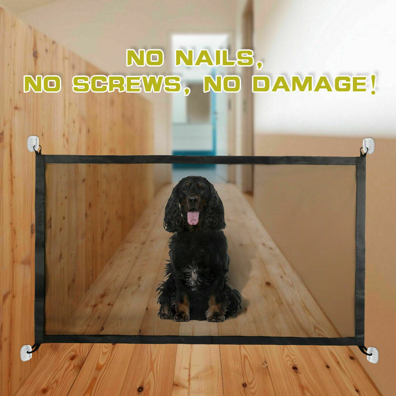 Pet & Baby Safety Gate Mesh Fence – Portable Dog and Cat Guard for Doors and Stairs