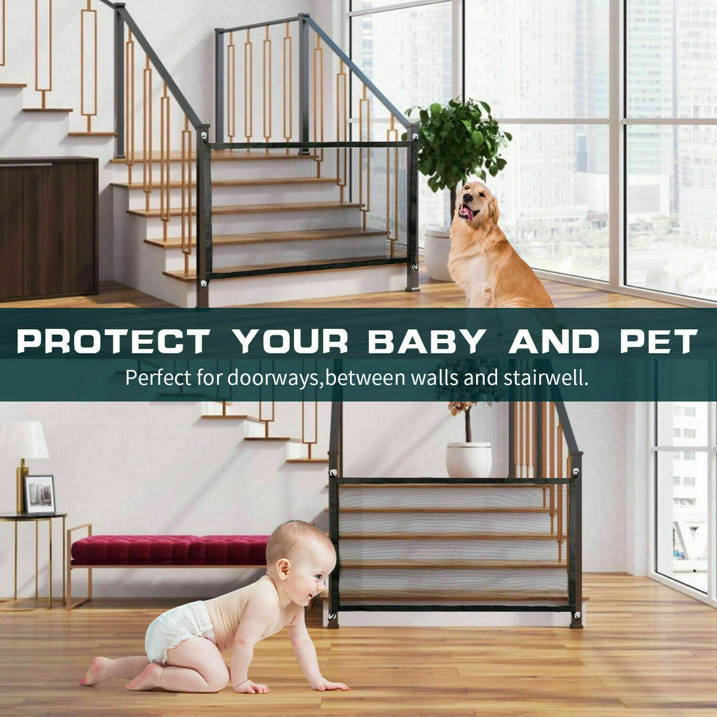 Pet & Baby Safety Gate Mesh Fence – Portable Dog and Cat Guard for Doors and Stairs