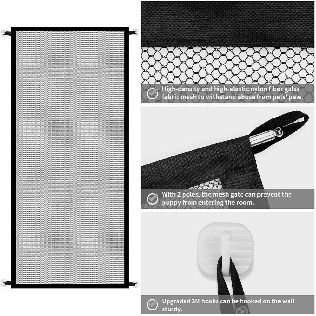 Pet & Baby Safety Gate Mesh Fence – Portable Dog and Cat Guard for Doors and Stairs