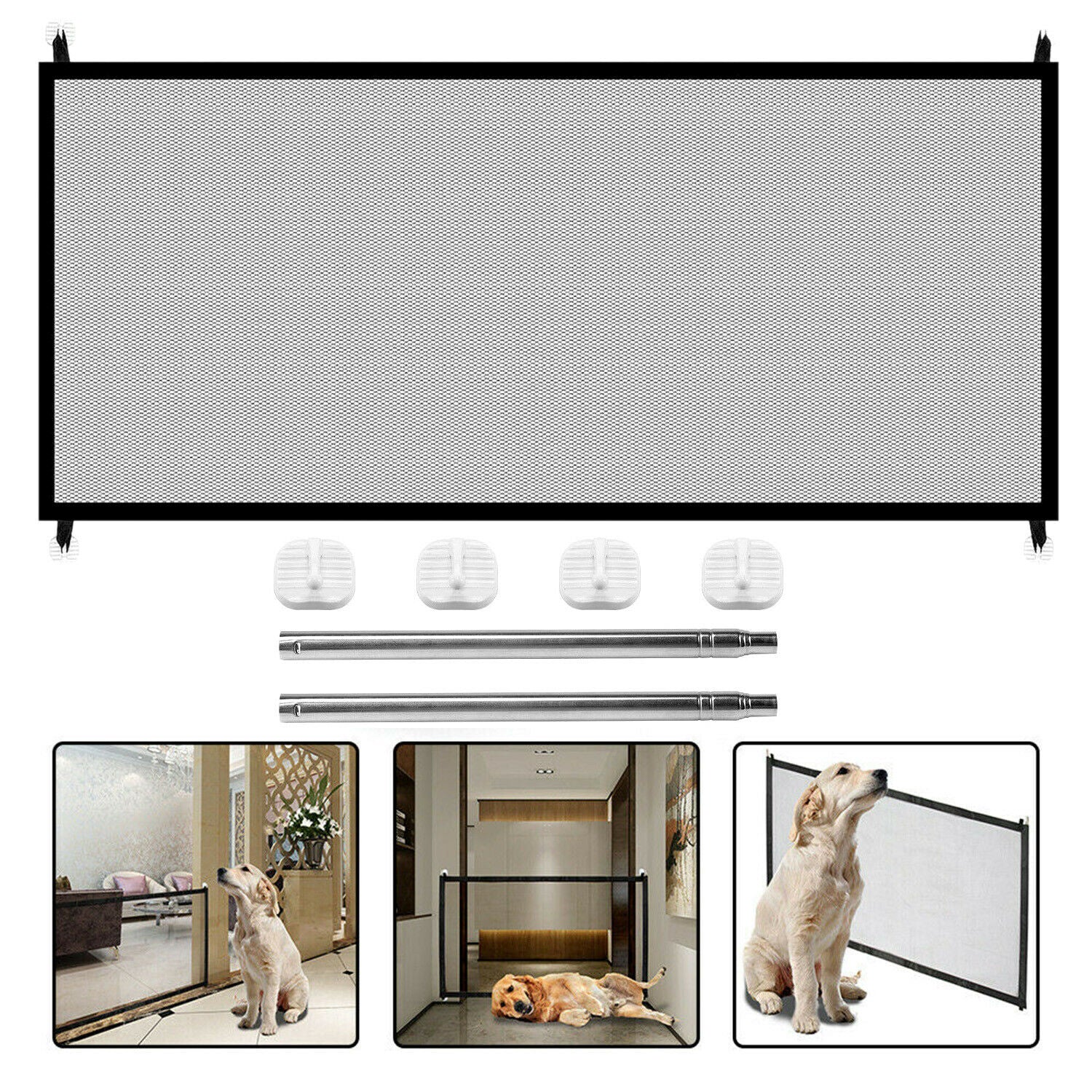 Pet & Baby Safety Gate Mesh Fence – Portable Dog and Cat Guard for Doors and Stairs
