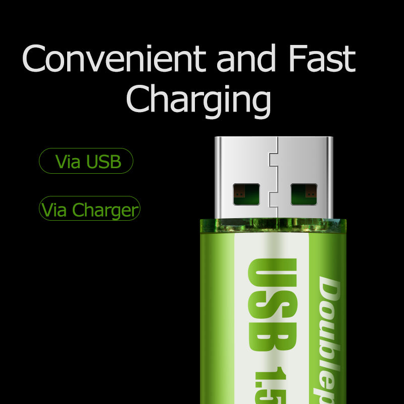 USB Rechargeable AA & AAA Lithium Batteries – 1.5V Constant Voltage