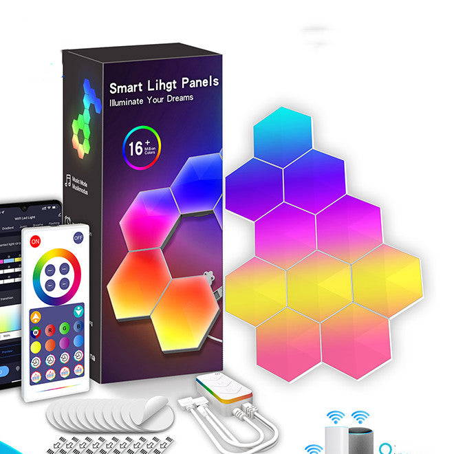 Smart Hexagonal Quantum Lamp – Graffiti LED Honeycomb Wall & Bedside Light