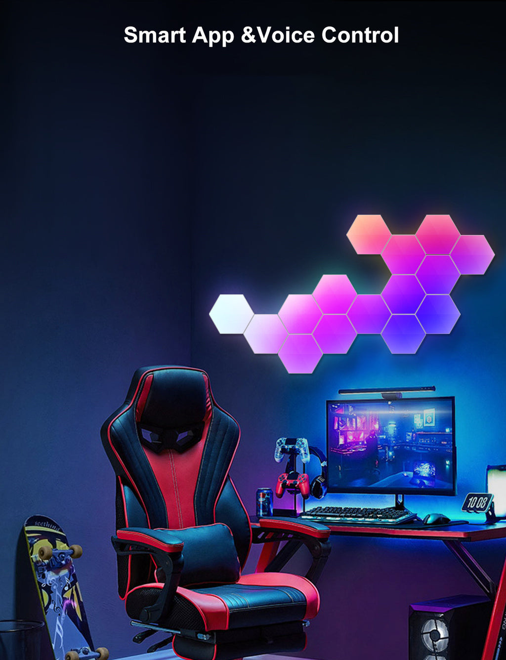 Smart Hexagonal Quantum Lamp – Graffiti LED Honeycomb Wall & Bedside Light