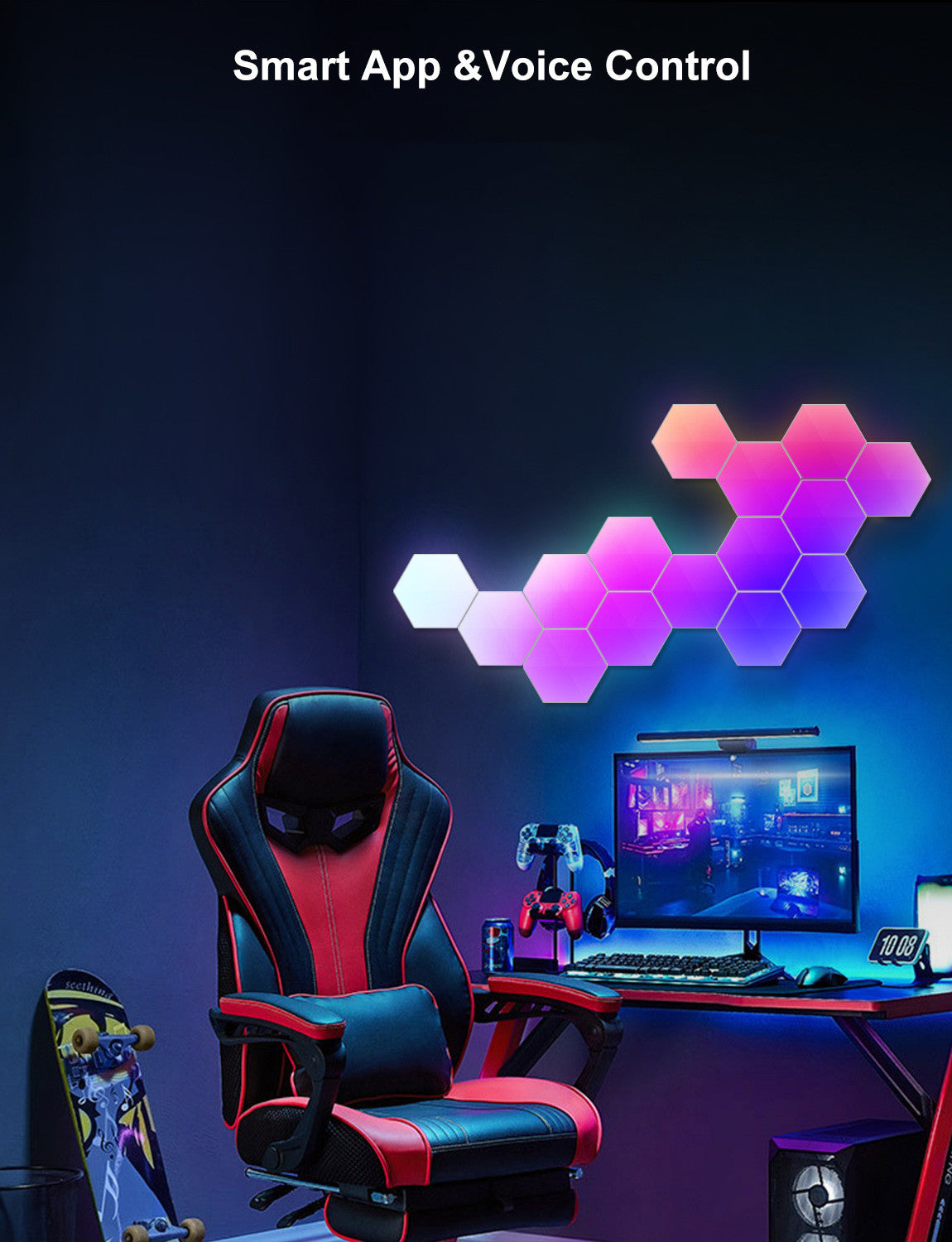 Smart Hexagonal Quantum Lamp – Graffiti LED Honeycomb Wall & Bedside Light