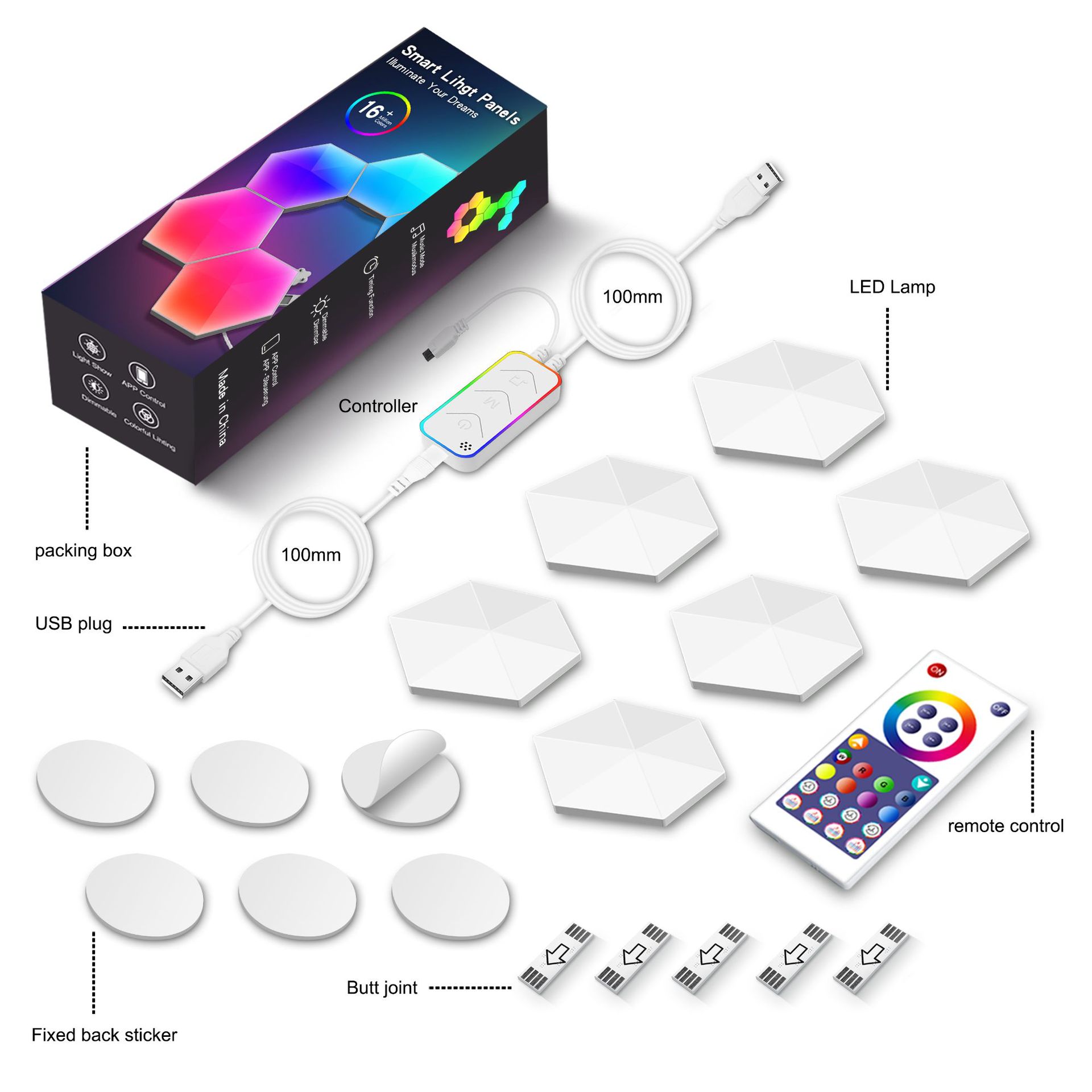Smart Hexagonal Quantum Lamp – Graffiti LED Honeycomb Wall & Bedside Light