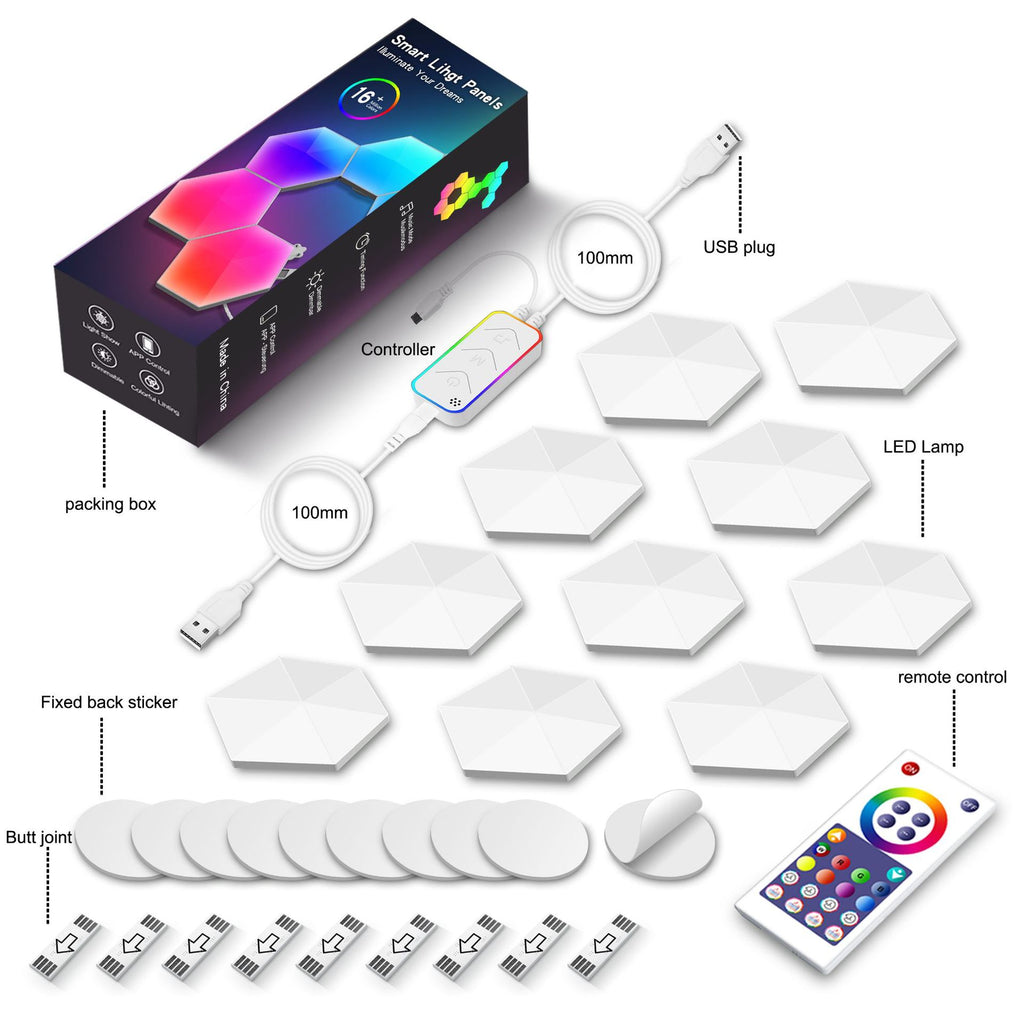 Smart Hexagonal Quantum Lamp – Graffiti LED Honeycomb Wall & Bedside Light