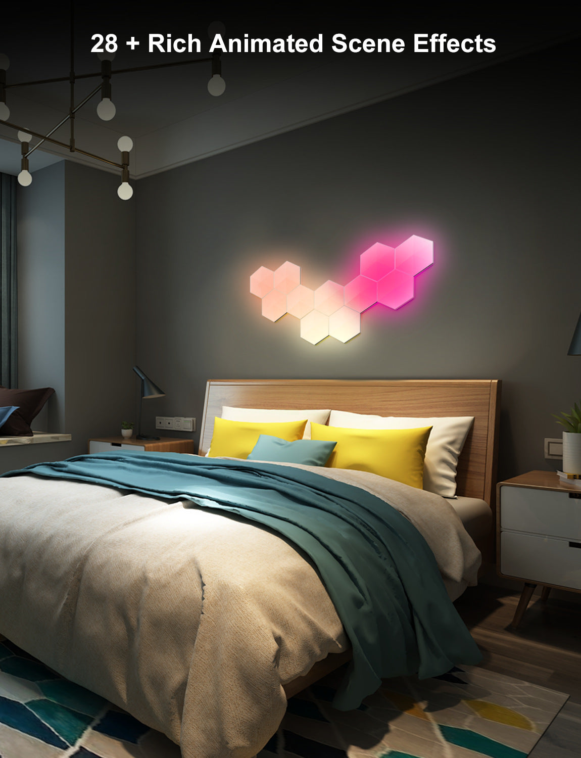 Smart Hexagonal Quantum Lamp – Graffiti LED Honeycomb Wall & Bedside Light