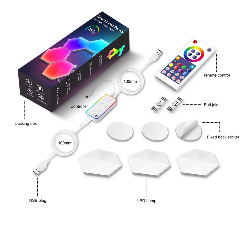 Smart Hexagonal Quantum Lamp – Graffiti LED Honeycomb Wall & Bedside Light