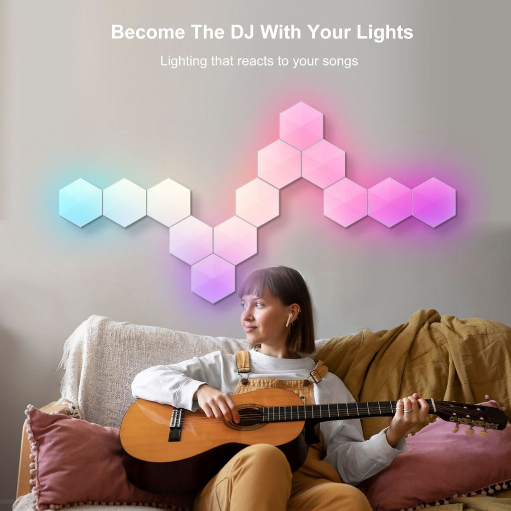 Smart Hexagonal Quantum Lamp – Graffiti LED Honeycomb Wall & Bedside Light
