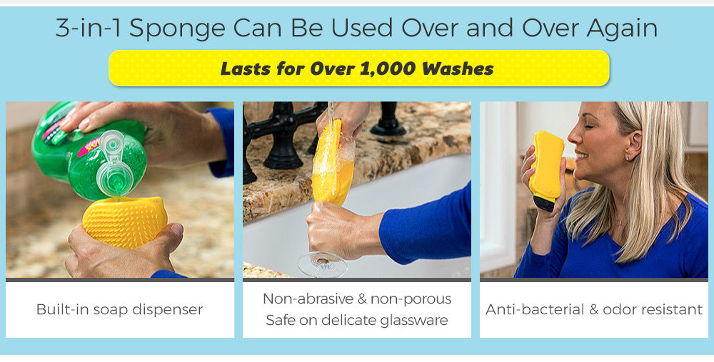 3-In-1 Sponge Hero – Heavy-Duty Multi-Surface Cleaning Sponge