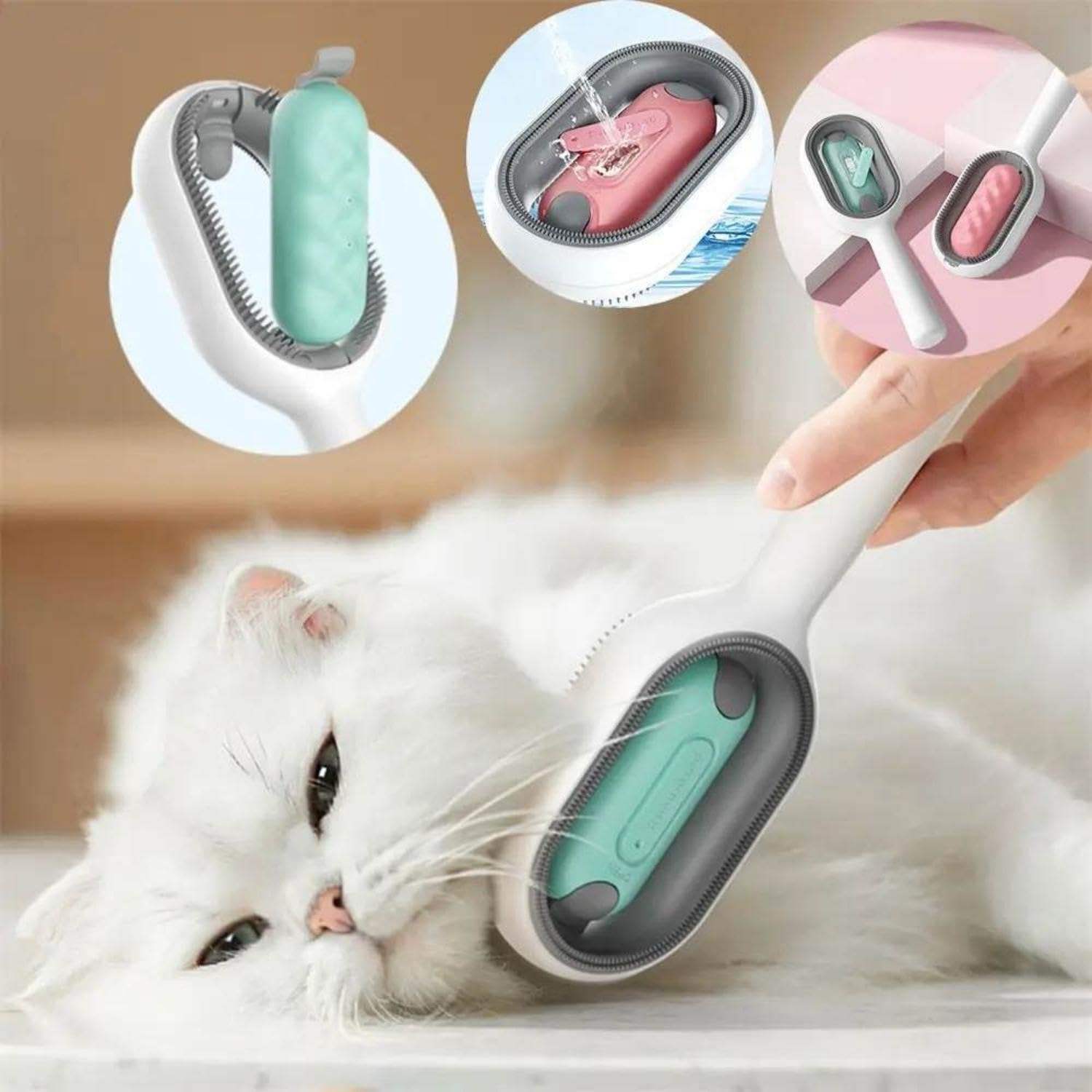 Cat Hair Brush with Water – Sticky Double-Sided Grooming Comb for Cats & Dogs