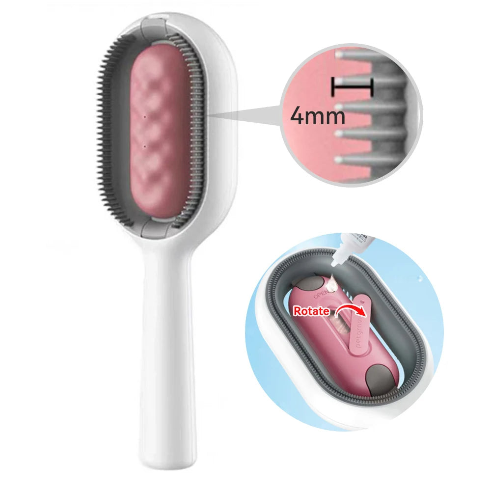 Cat Hair Brush with Water – Sticky Double-Sided Grooming Comb for Cats & Dogs