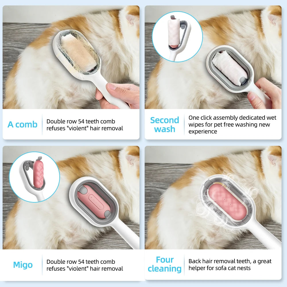 Cat Hair Brush with Water – Sticky Double-Sided Grooming Comb for Cats & Dogs
