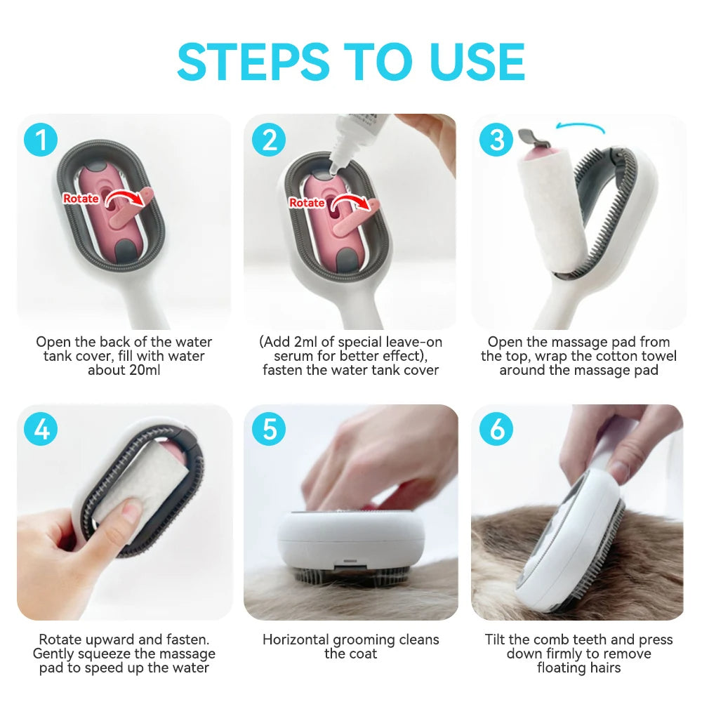 Cat Hair Brush with Water – Sticky Double-Sided Grooming Comb for Cats & Dogs