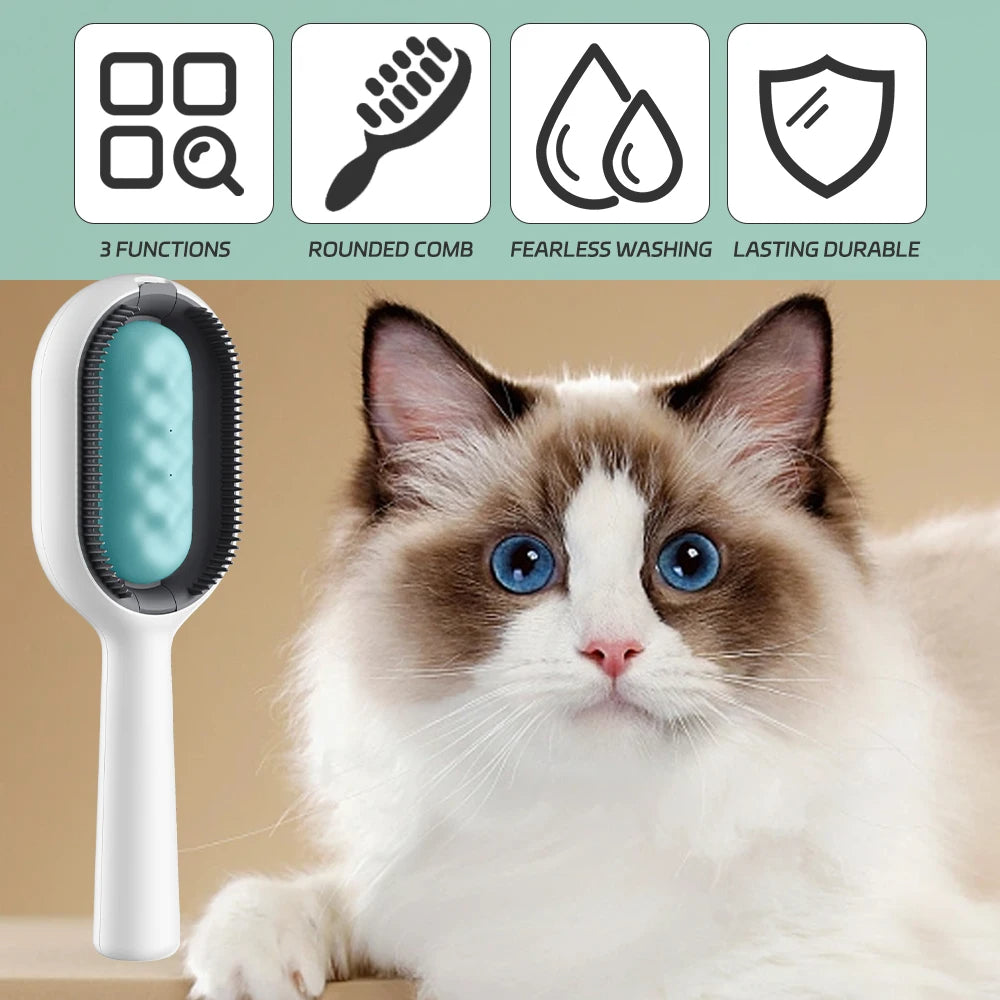 Cat Hair Brush with Water – Sticky Double-Sided Grooming Comb for Cats & Dogs