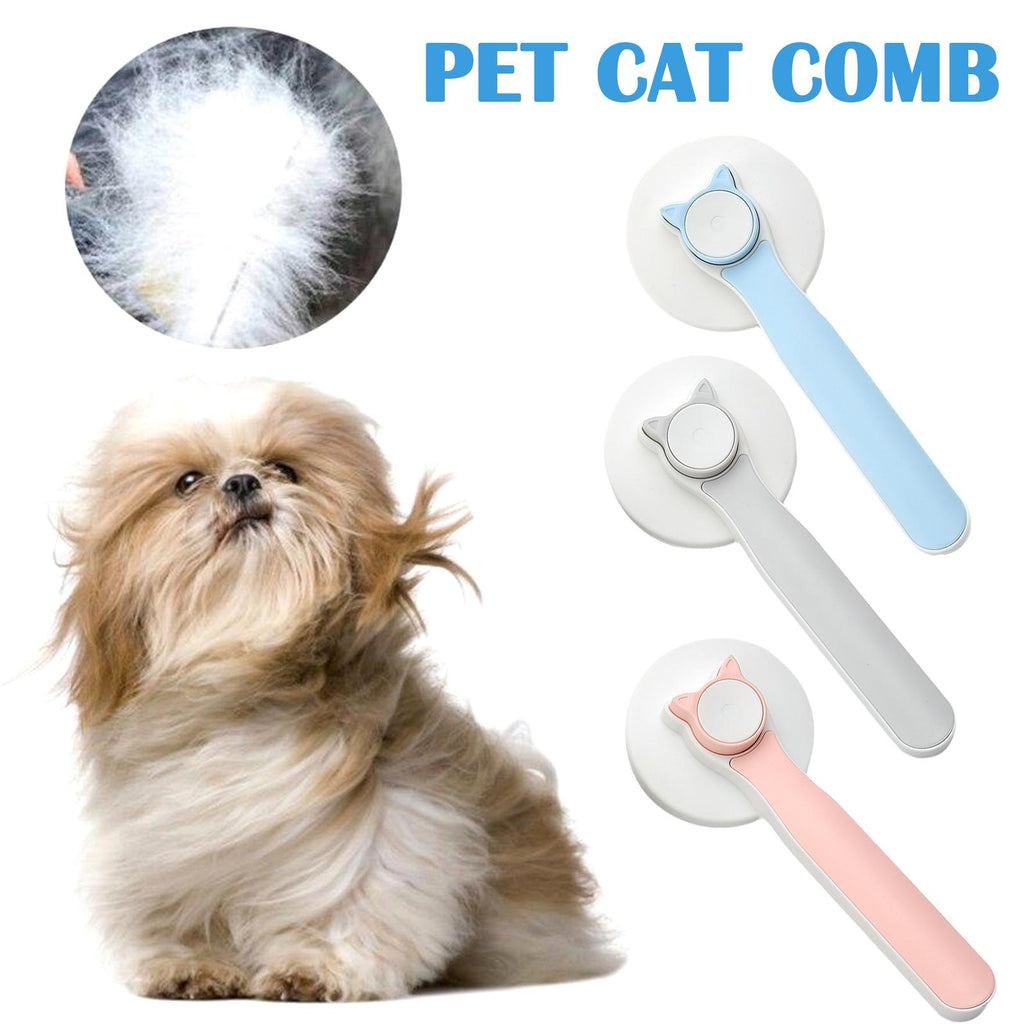 Pet Grooming Brush with One-Button Hair Release – For Long & Short Coats