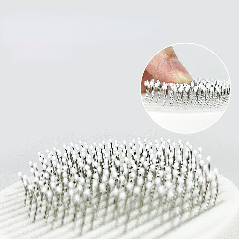 Pet Grooming Brush with One-Button Hair Release – For Long & Short Coats