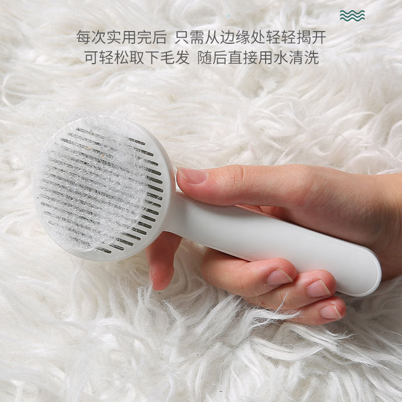Pet Grooming Brush with One-Button Hair Release – For Long & Short Coats