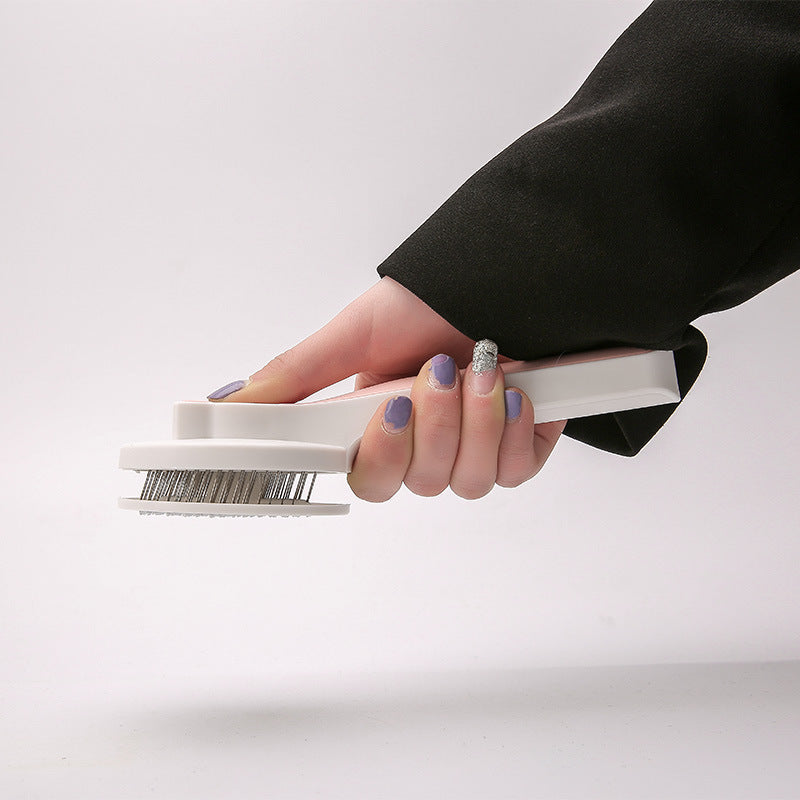 Pet Grooming Brush with One-Button Hair Release – For Long & Short Coats