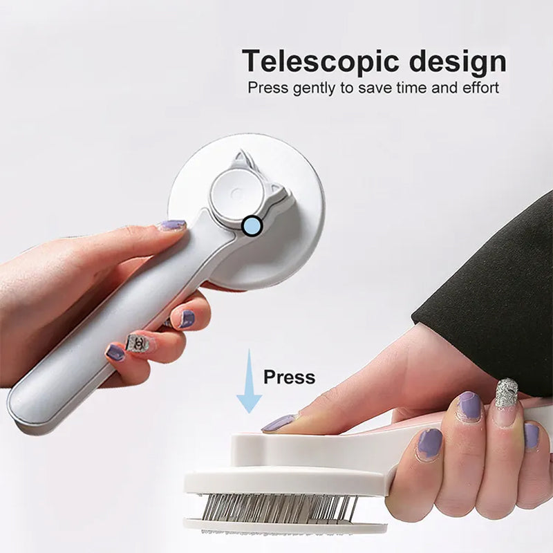 Pet Grooming Brush with One-Button Hair Release – For Long & Short Coats