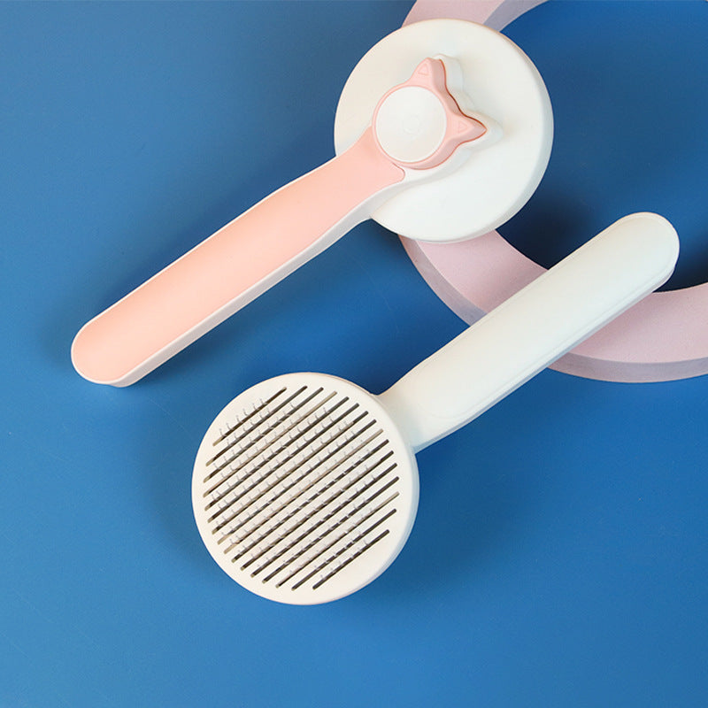 Pet Grooming Brush with One-Button Hair Release – For Long & Short Coats