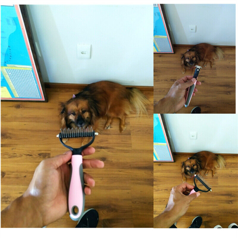 Double-Sided Pet Grooming Brush – Shedding & Dematting Undercoat Rake for Dogs and Cats