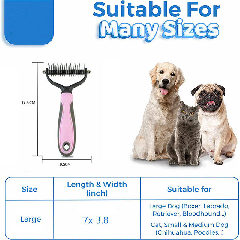 Double-Sided Pet Grooming Brush – Shedding & Dematting Undercoat Rake for Dogs and Cats