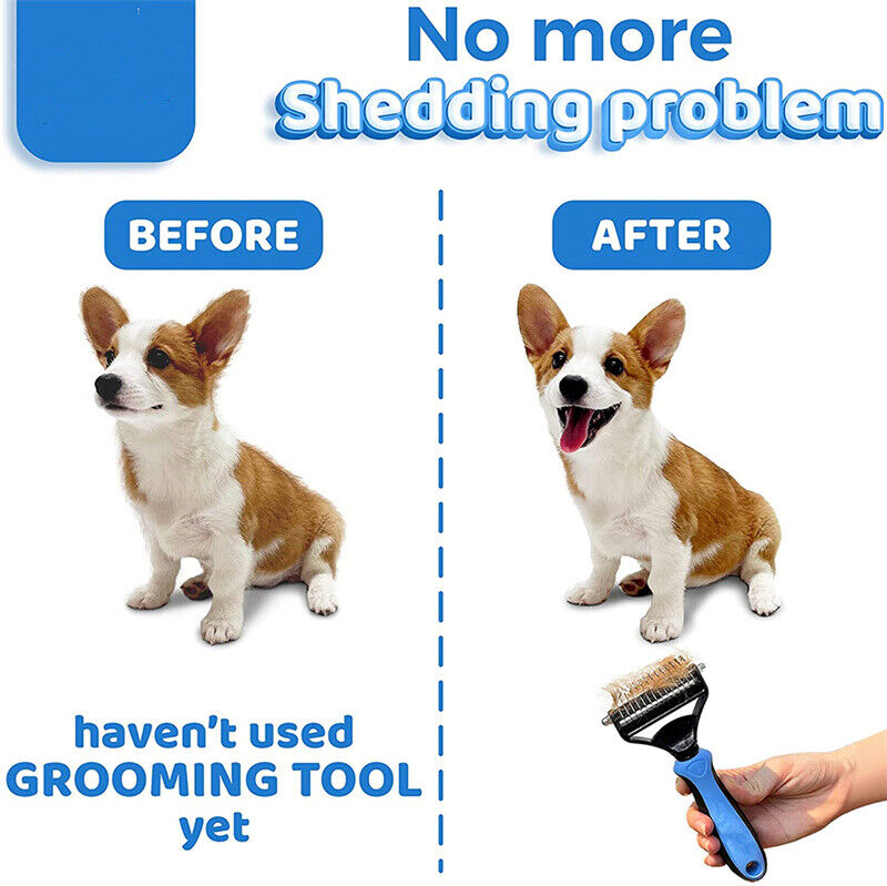 Double-Sided Pet Grooming Brush – Shedding & Dematting Undercoat Rake for Dogs and Cats